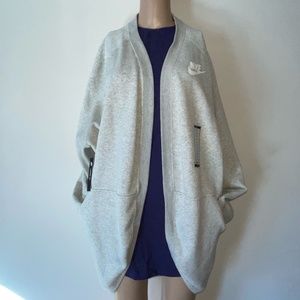 NWT Nike Rally Open Front Cardigan Heather Gray Sweatshirt Medium